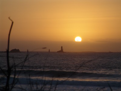 Leuchtturm La Vieille im Sonnenuntergang